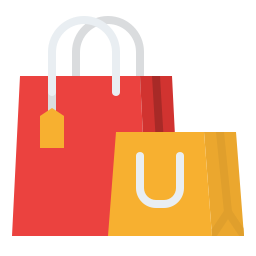 illustration of a red and gold shopping bag