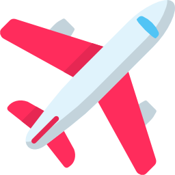 illustration of a silver airplane with red wings