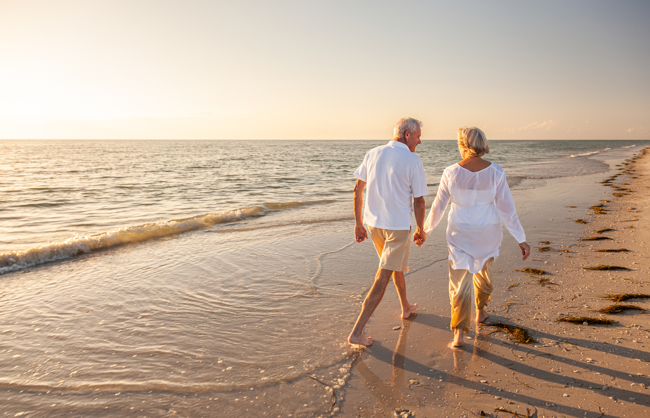 Couple walking on the beach