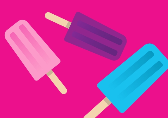 Banner of popsicles with a pink background