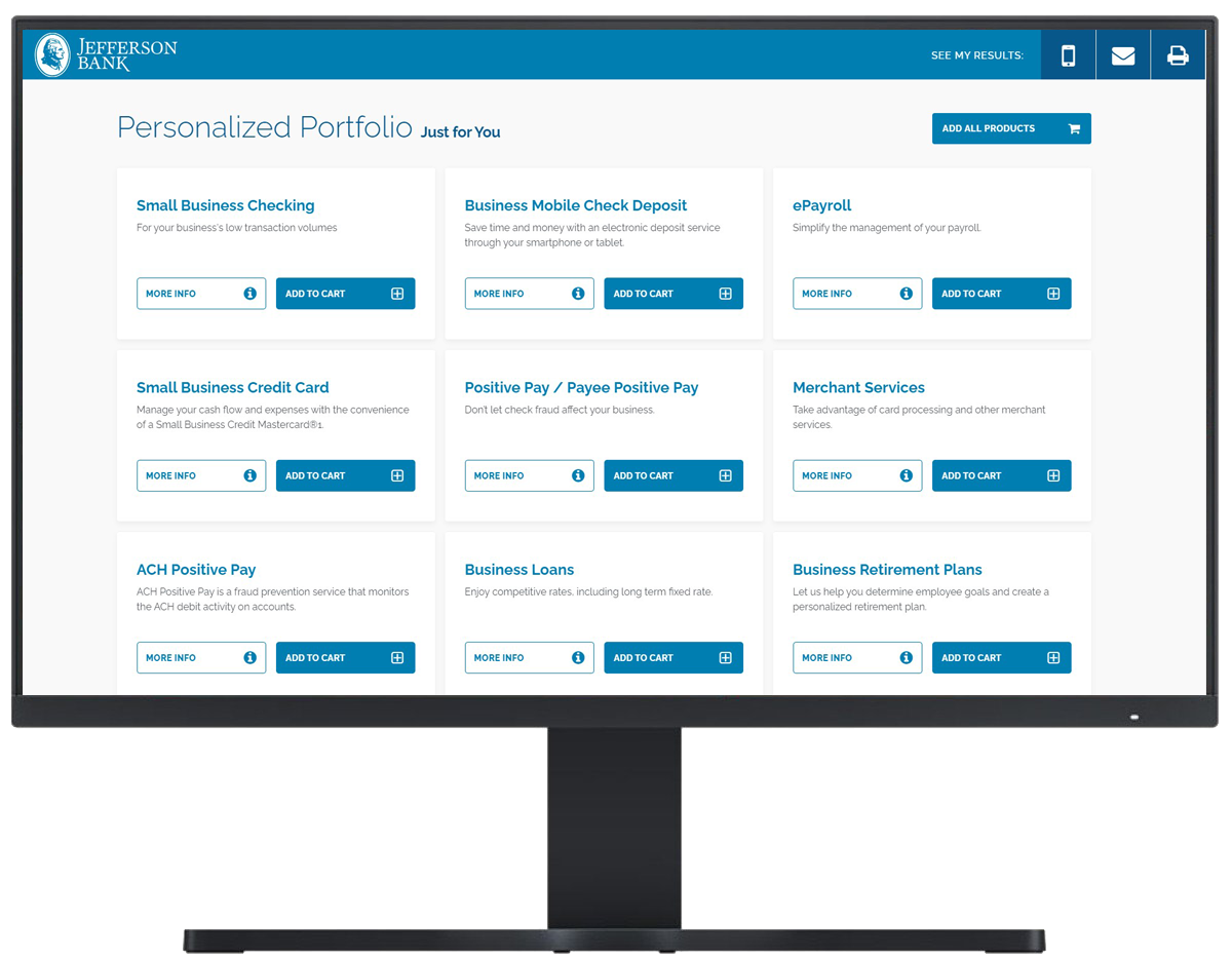 Monitor with business analyzer personalized portfolio screenshot